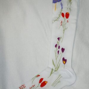White Floral Knee High Compression Stockings