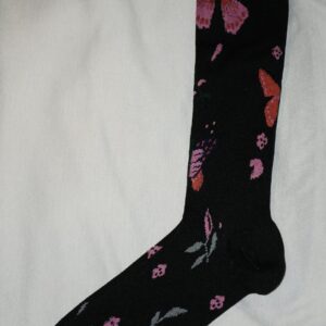 Black Floral Knee High Compression Stockings
