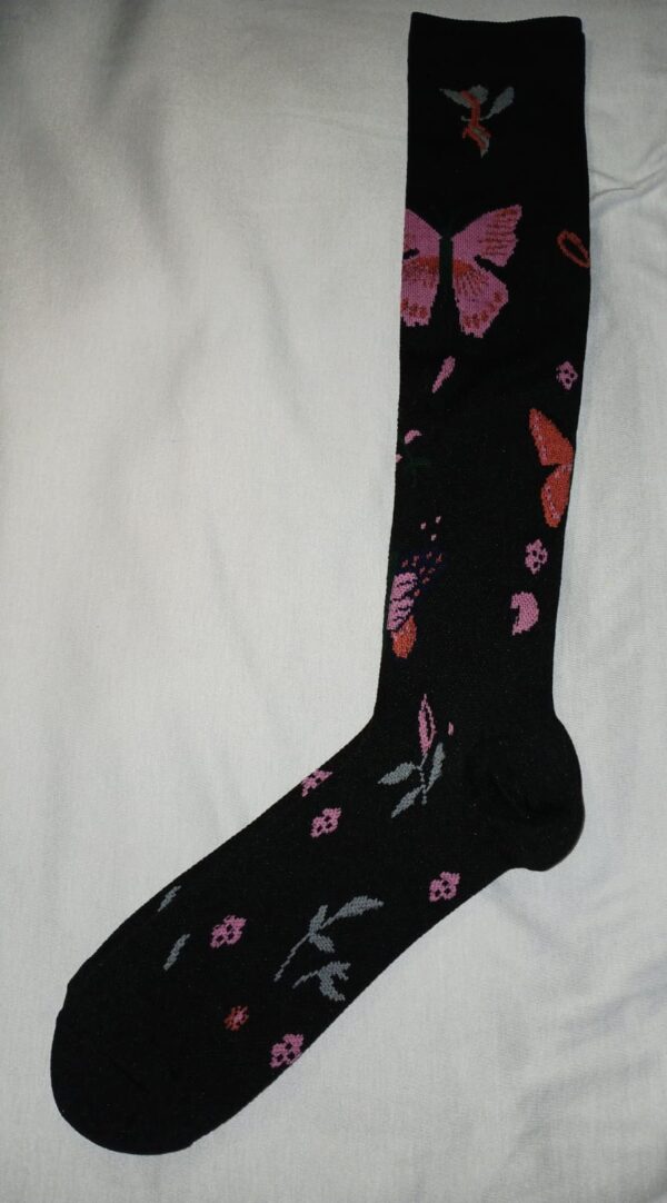 Black Floral Knee High Compression Stockings