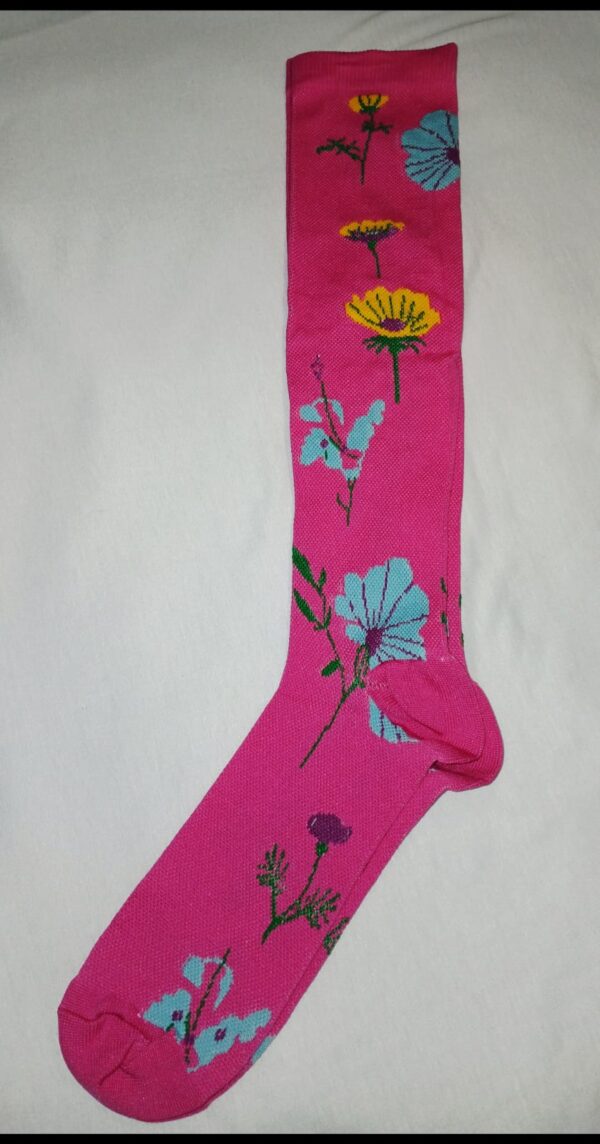 Pink Floral Knee High Compression Stockings