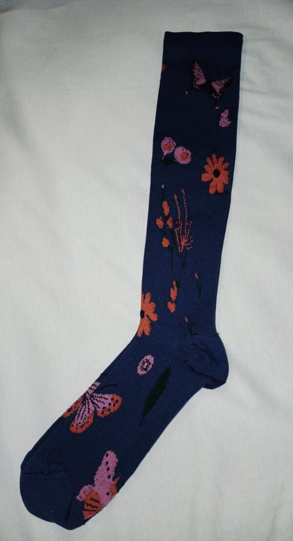 Blue Floral Knee High Compression Stockings