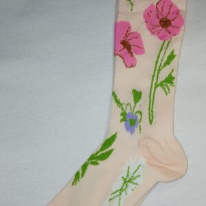Peach Floral Knee High Compression Stockings