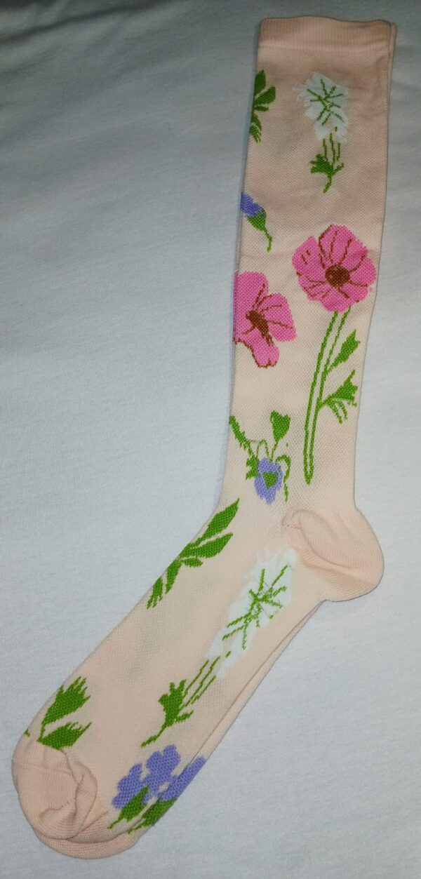 Peach Floral Knee High Compression Stockings