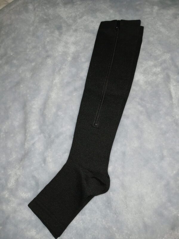 Black Knee High Compression Stockings with Zipper